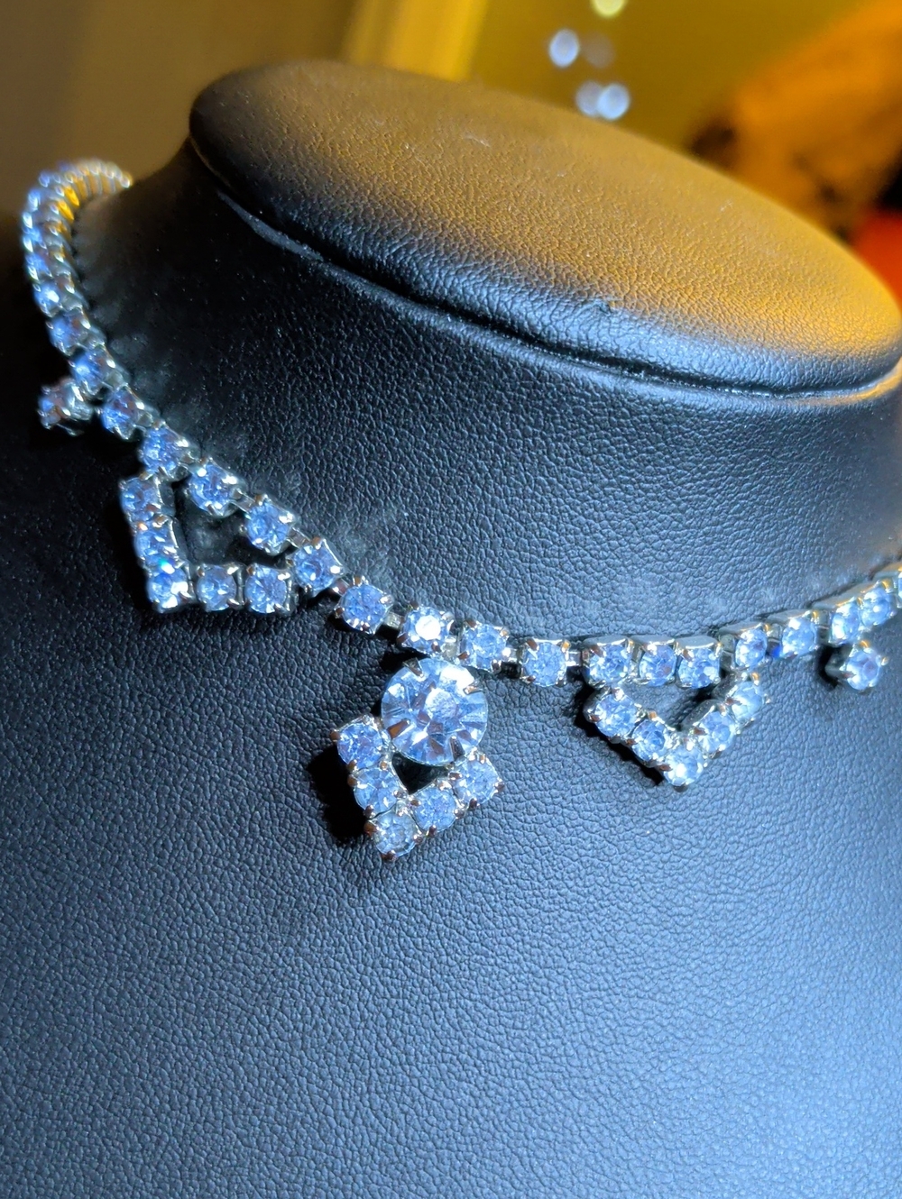 Diamond-Cut Crystal Necklace - Sparkling Clear Statement